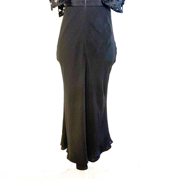 Self-Portrait Guipure Lace and Crepe Midi Evening Dress Black US 4 Small - Picture 9 of 12